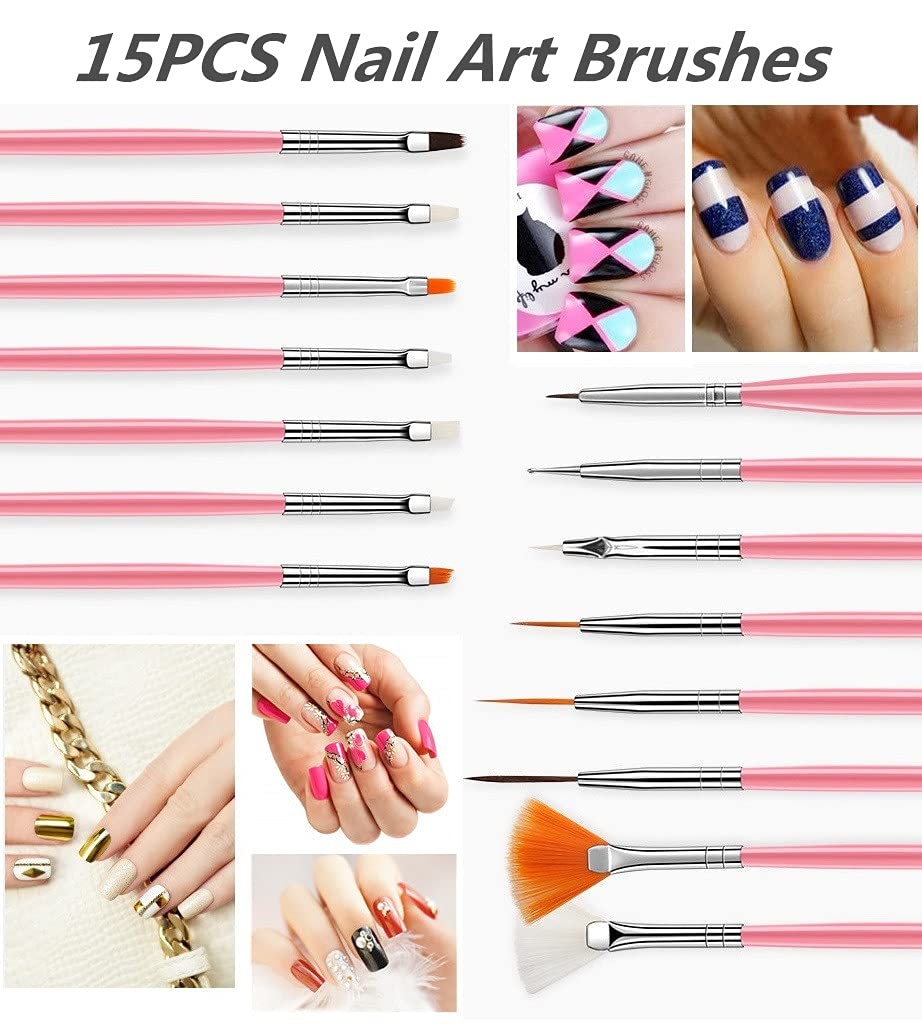 31PCS Nail Art Brushes, Nail Art Tool Set, Double Ended Nail Dotting Tools, Nail Dust Brush, Striping Nail Art Brushes for Long Lines, Nail Drawing Pen For Nail Design