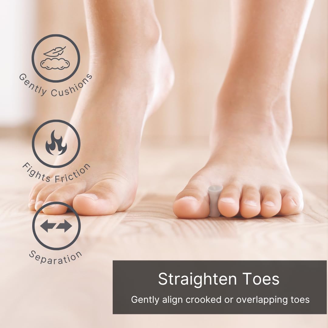 NatraCure Gel Toe Spacers - Helps with Bunions, Corns, Blisters, Rubbing & Overlapping Toes - Toe Separators for Women & Men to Correct Toes - 2 Pack