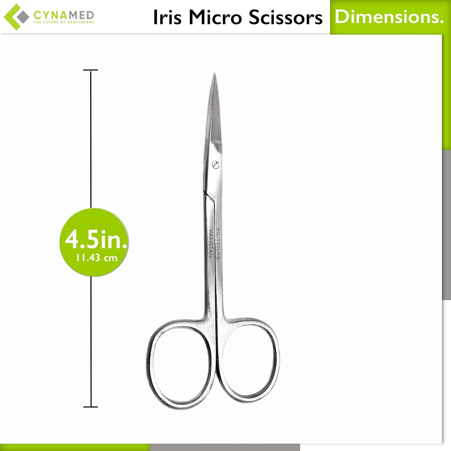 Cynamed Iris Micro Dissecting Precision Lab Scissors, Fine Point Straight - Perfect for Doctors, Nurses, EMS, Students, Education & Training and More (Pack of 3)