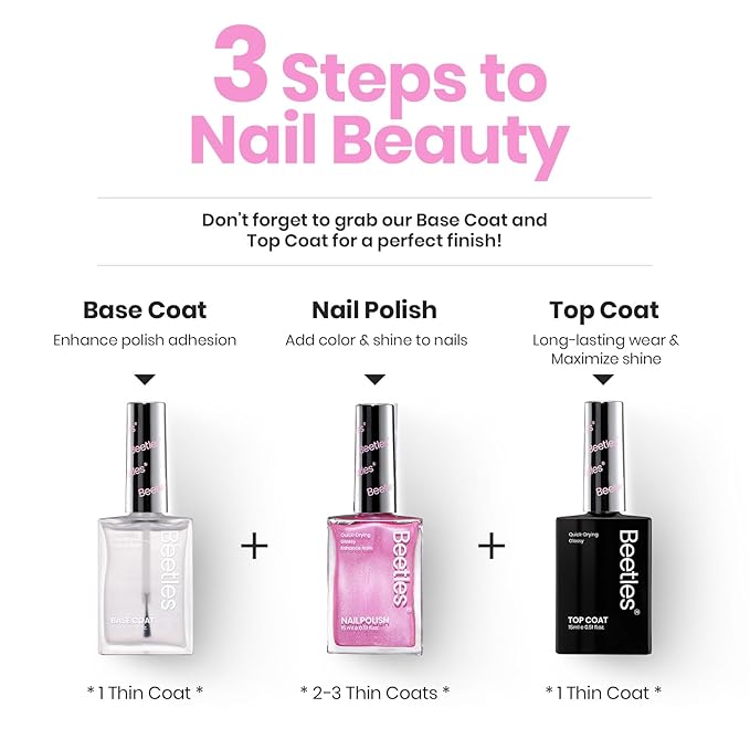 Beetles Sakura Pink Pearl Nail Polish - 15ml Quick Dry & Long Lasting Shimmer Art Effect for Nail Salon DIY at Home