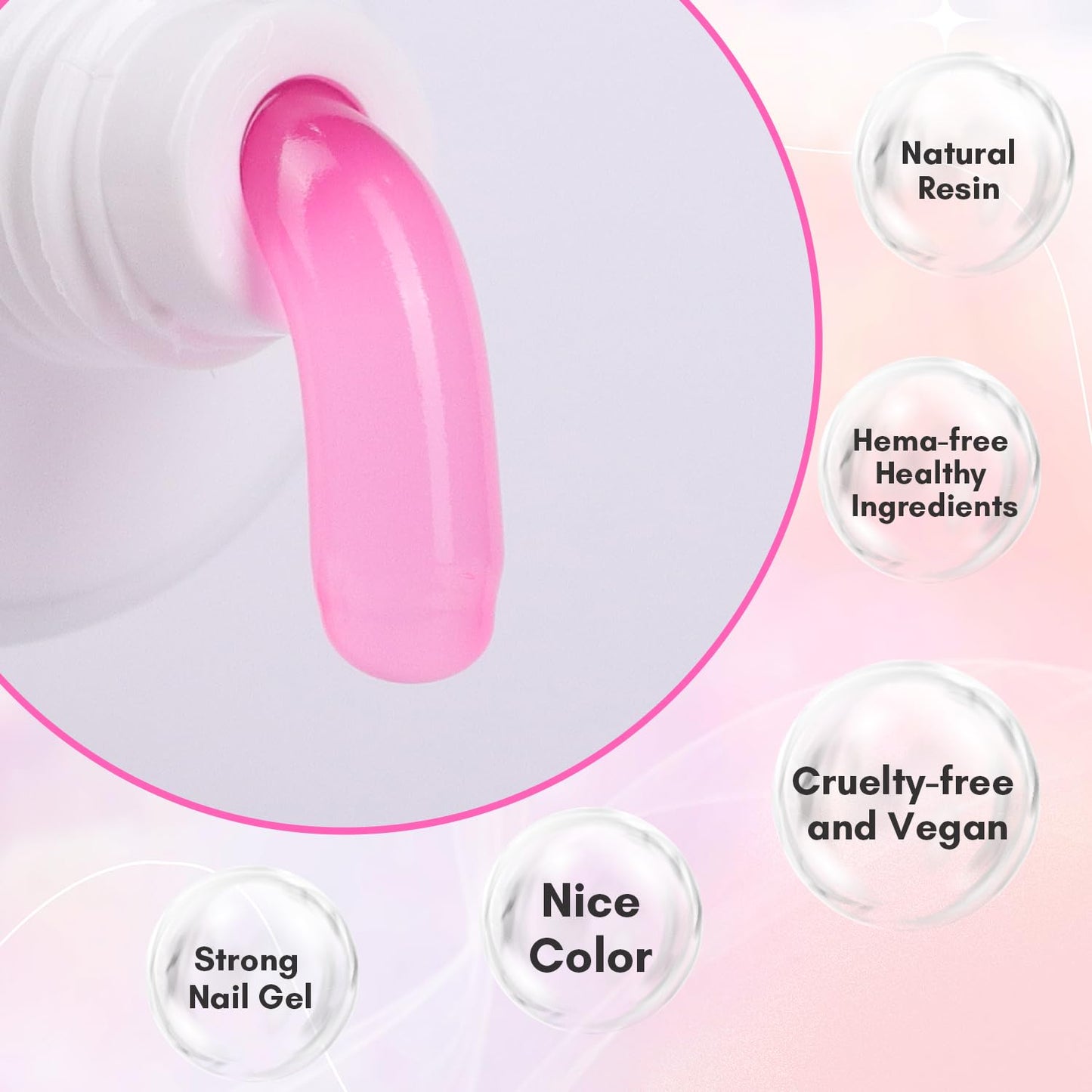 Makartt Poly Nail Gel: 50ML, Sheer Pink Color, Strong Builder for Extension Strengthener 3D Diy, Resistent Hard Gels for Nails Manicure Supplies Home Salon-Azalea