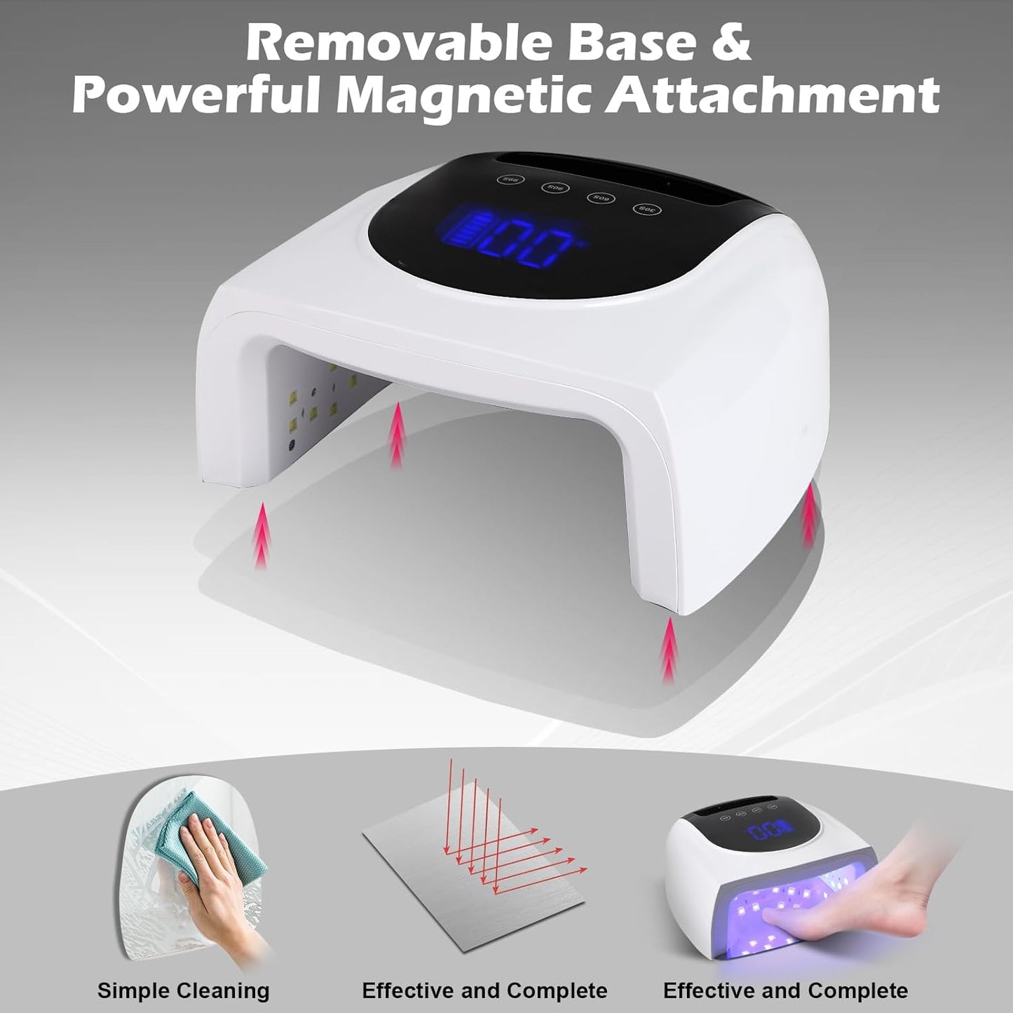 96W UV LED Cordless Nail Lamp,Nail Dryer with 42 Beads,UV Light for Gel Nails Manicure for Fingernails & Toenails,Professional LED Nail Lamp for Salons with 4 Timers and Smart Sensor (White)