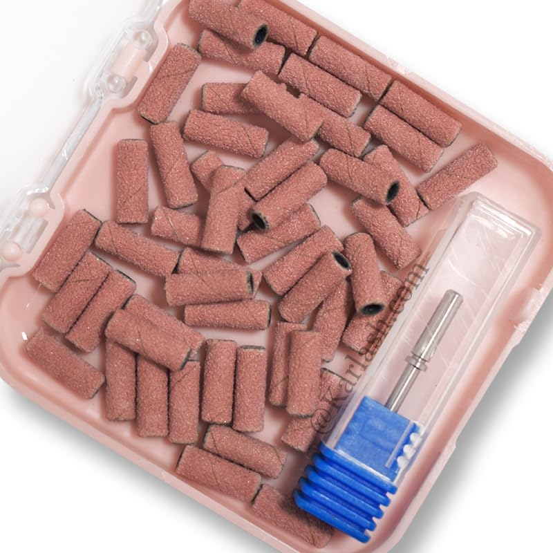 Karlash Professional Nail Mini Sanding Bands Pink Grit File + Mini Mandrel Bit (Coarse Grit)