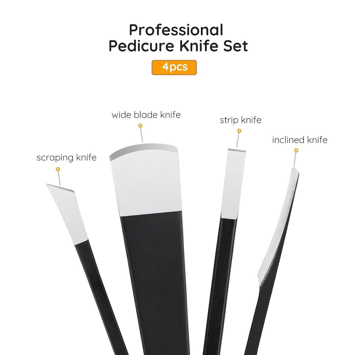 4pcs Pedicure Knife Set, Segbeauty Ingrown Toenail Knife, Correction Nippers Clipper Remover with Carry Bag, High Manganese Steel Nail Care Foot Repair Cutter for Calluses for Beauty Salon Home Use