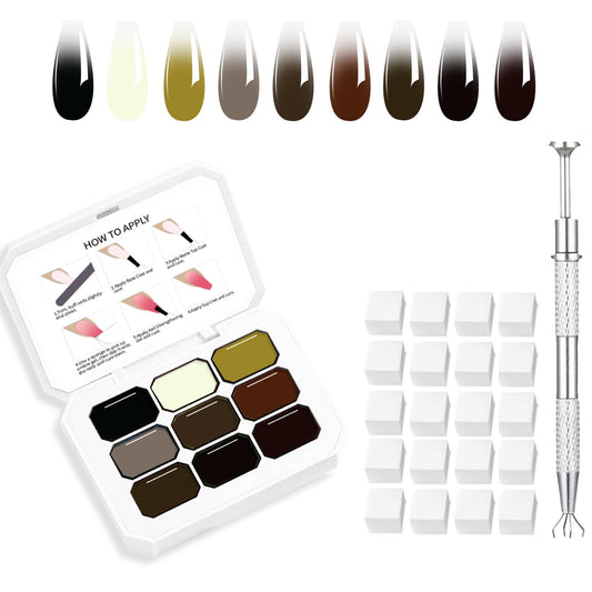 Ombre Gel Nail Polish Nail Sponges for Ombre 9 Series Colorful Blush Effect Gradient Painting Gel for Ombre Nails Multistyle French Manicure Nail Art DIY Home (A6)