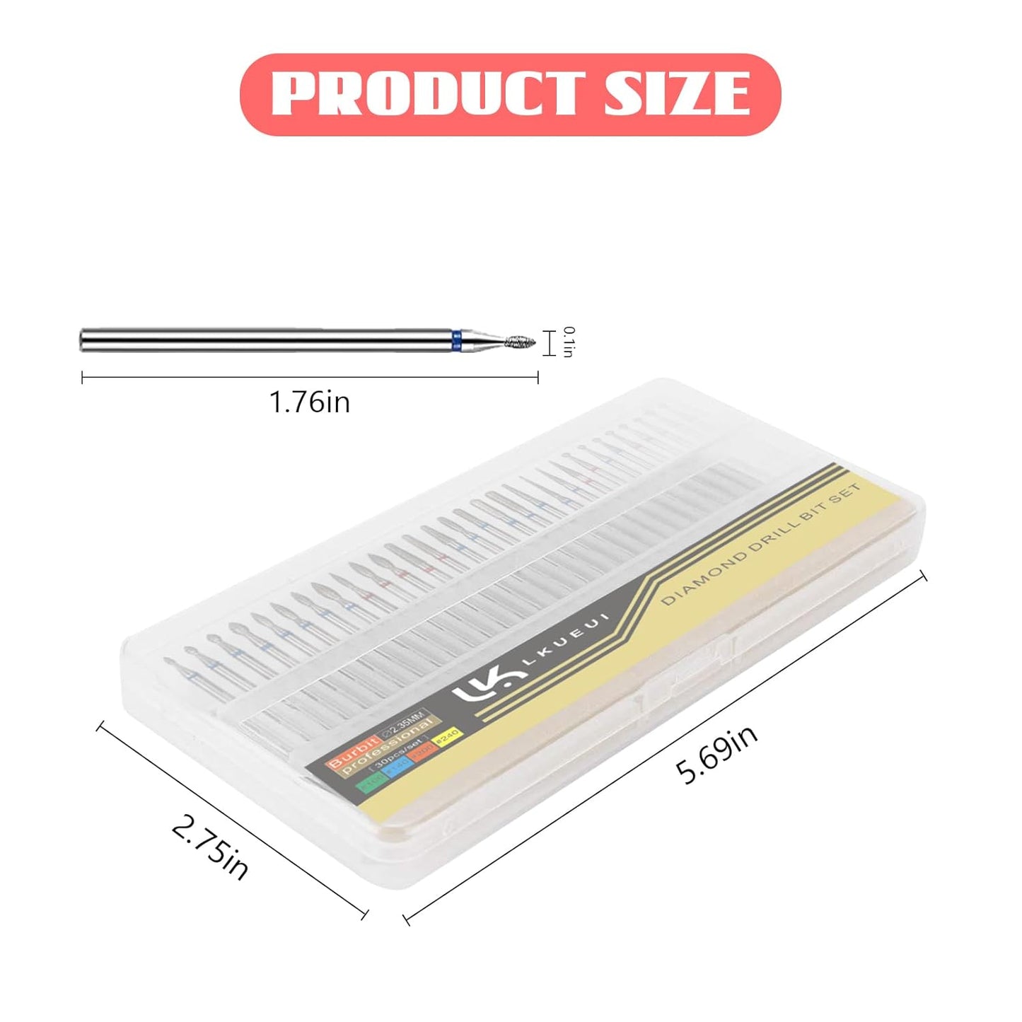 Nail Drill Bits, Diamond Cuticle Drill Bits for Electric Nail File, Cuticle Bits, Diamond Manicure Bits, Brocas para Drill Nails, 3/32 inch 30PCS Kit
