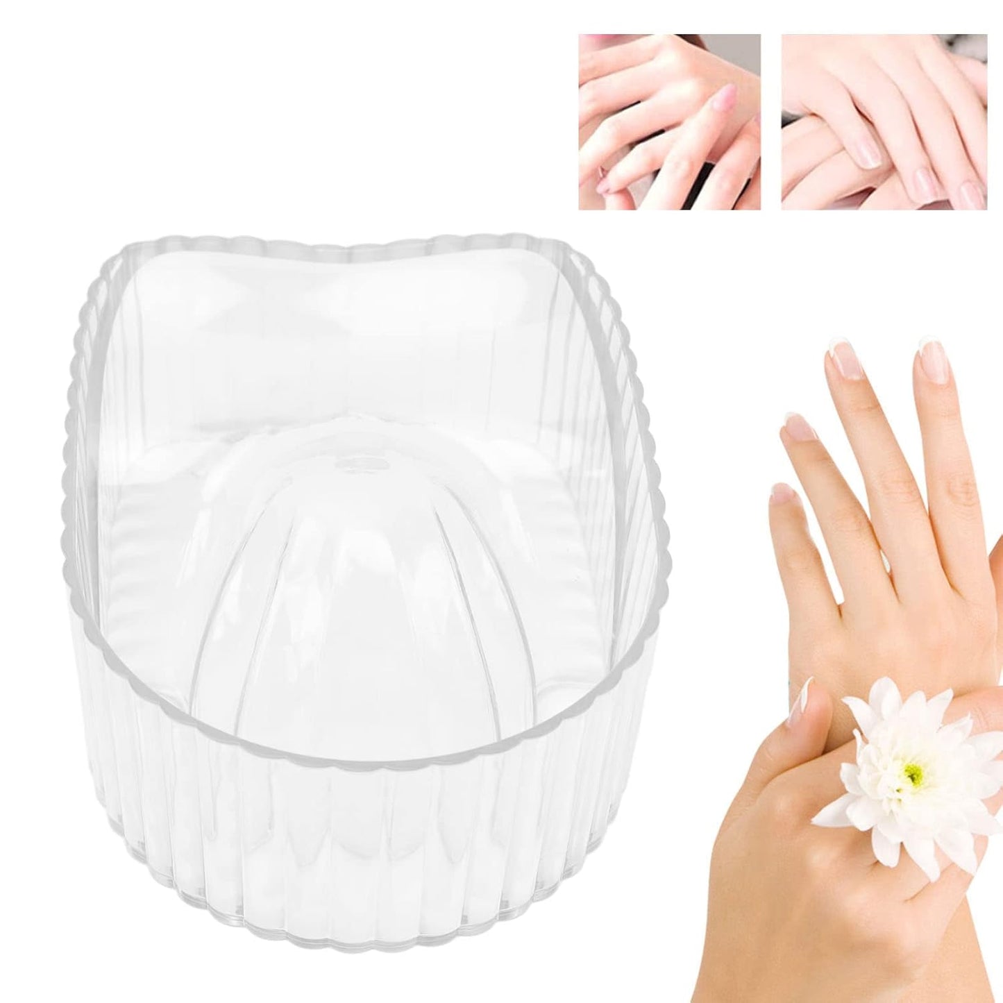 Nail Soaking Bowl, Manicure Bowl, Hand Soaking Bowl, Soak Bowl Dip Powder Nail Polish Remover, Acrylic Soften Dead Skin Clean Nail Manicure Wash Soaker Tray for Beauty Salon (Transparent)