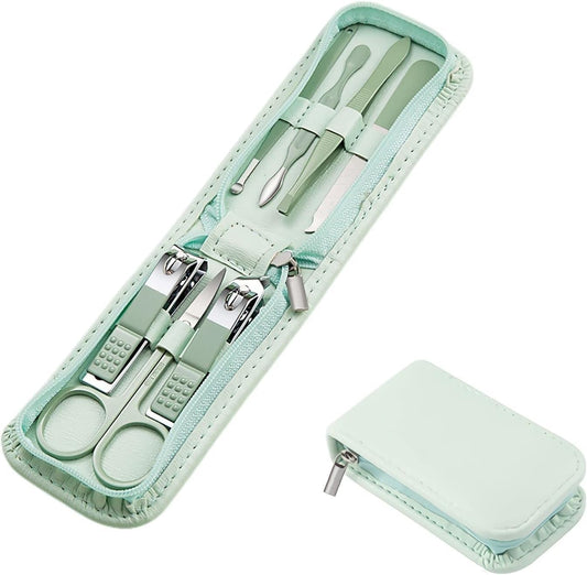 Manicure Set Nail Clippers Pedicure Kit -7 Pieces Stainless Steel Travel Nail Kit, Travel Essentials Purse Essentials Professional Grooming Kits, Manicure Kit with Zipper Portable Pack
