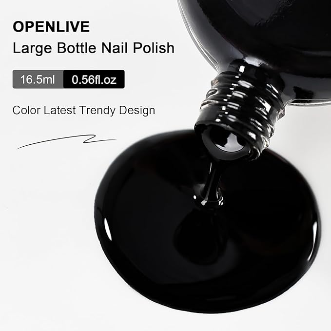 16.5ml Black Perfume Nail Polish Large Volume Quick Dry Nail Polish, Long Lasting Shine, Fingernail Toenail Nail Art DIY Home Travel Nail Art Gift