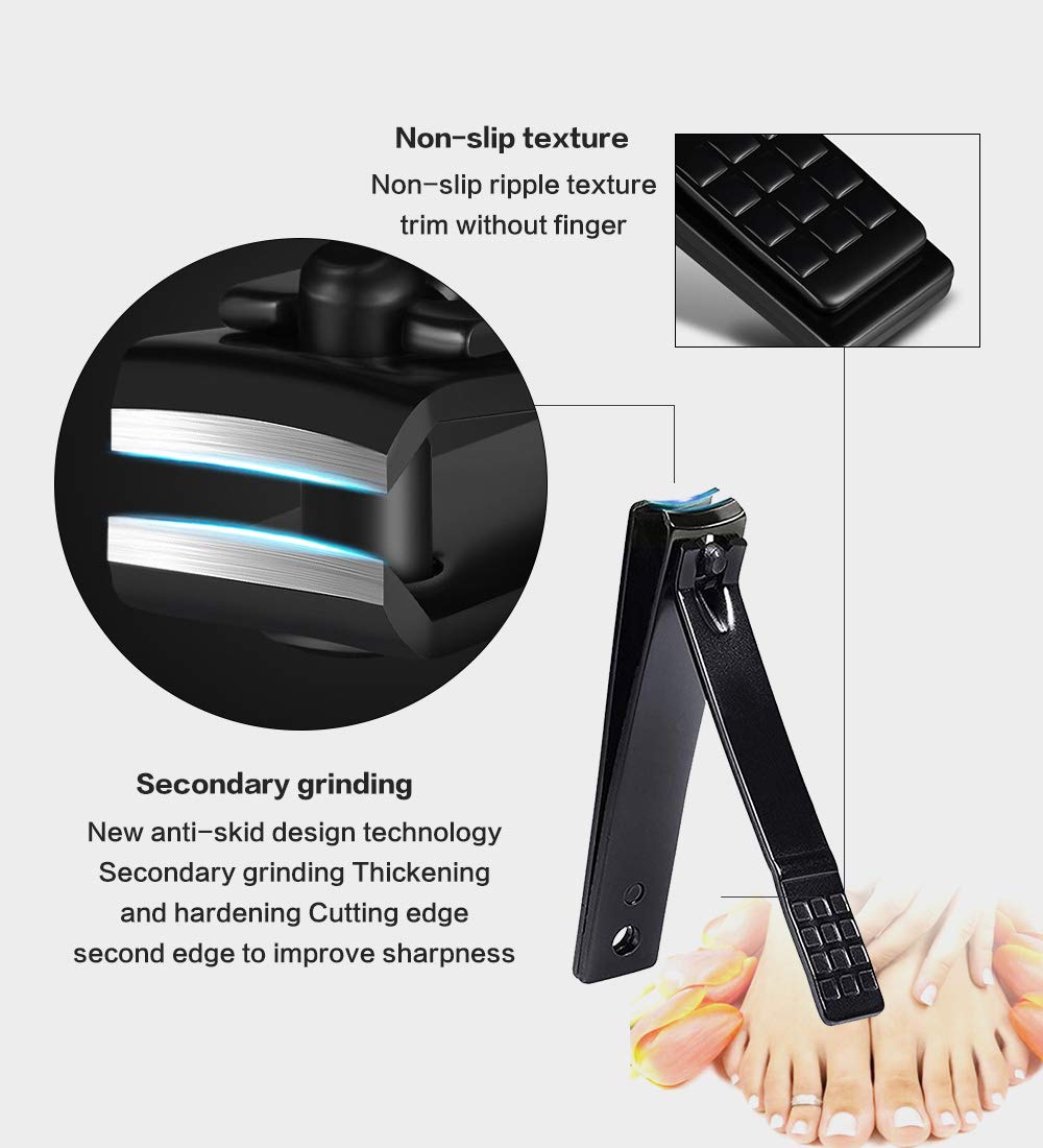 Nail Clippers Sets High Precisio Stainless Steel Nail Cutter Pedicure Kit Nail File Sharp Nail Scissors and Clipper Manicure Kit Fingernails & Toenails with Portable Stylish case (Blue 15-Piece)
