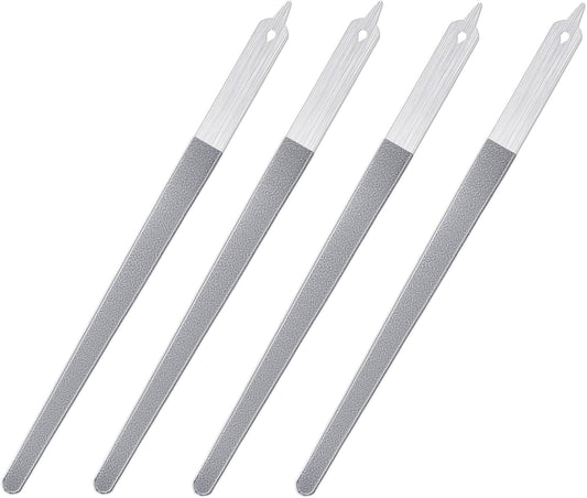 Diamond Deb Nail File 4 Pack Double Sided Fingernail Files for Natural Nails, Stainless Steel Toenail File with Sharp Pointed Tip, Professional Fine Grit Finger Nail Files for Women Men Girls (6in)