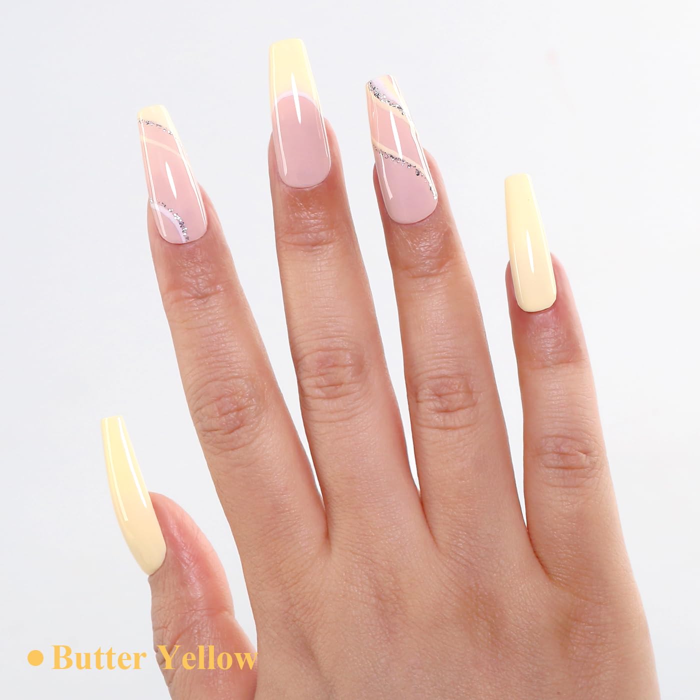 Imtiti Yellow Gel Nail Polish, Butter Yellow Nail Gel Polish High Gloss Soak Off UV LED Spring Summer Art Manicure Salon DIY Design 10ML