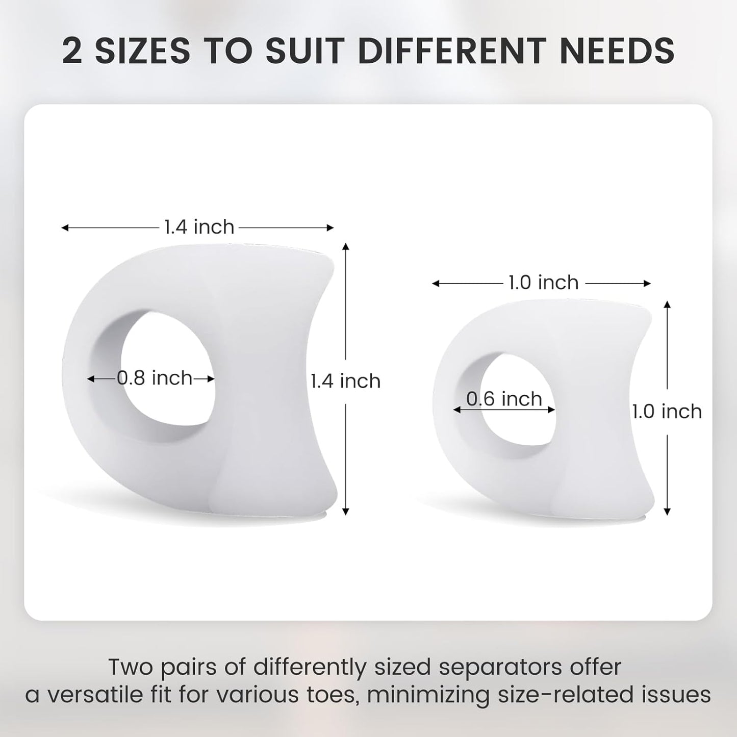 Toe Separators for Women, Yoga Toes Separator Women, Bunion Corrector for Big Toe, Toe Separators for Overlapping Toes for Bunions, Overlapping, Corrector and Spacer, White