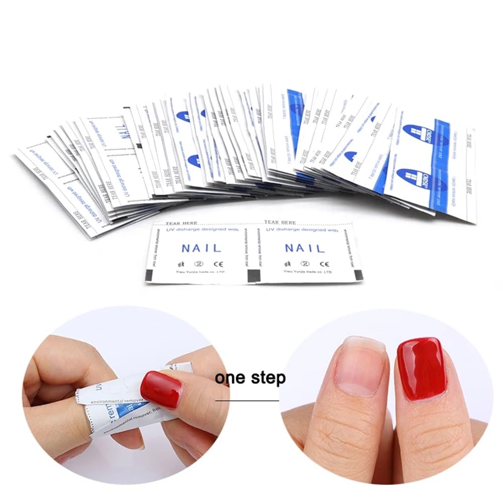 Acetone Nail Polish Remover Pads - 100PCS Quick Wipes, Individually Wrapped Wet Wipes for Removing Nail Polish (100pcs)
