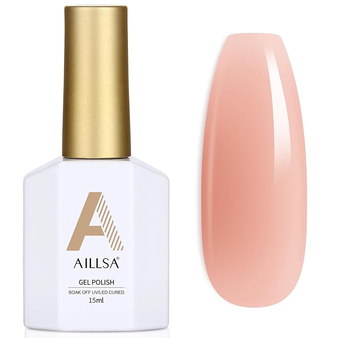 AILLSA Nude Gel Polish Authentic Self Neutral Gel Nail Polish Sheer Skin Color Translucent Gel Polish Long Lasting Natural Jelly Nails Soak Off U V Gel for French Manicure Nail Art at Home 0.51 Fl Oz