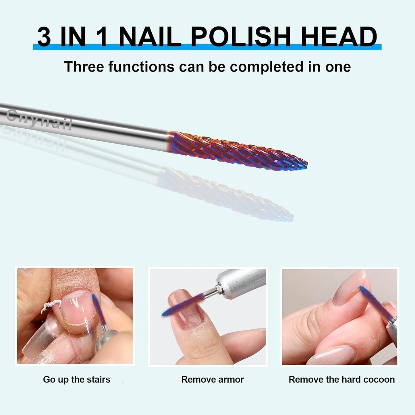 3/32" Under Nail Cleaner Bit Medium Grit Carbide Cuticle Cleaner Bit for Electric Nail Drills – Professional Manicure Tool for Nail Salons and Home Use (M Grit. Purple)