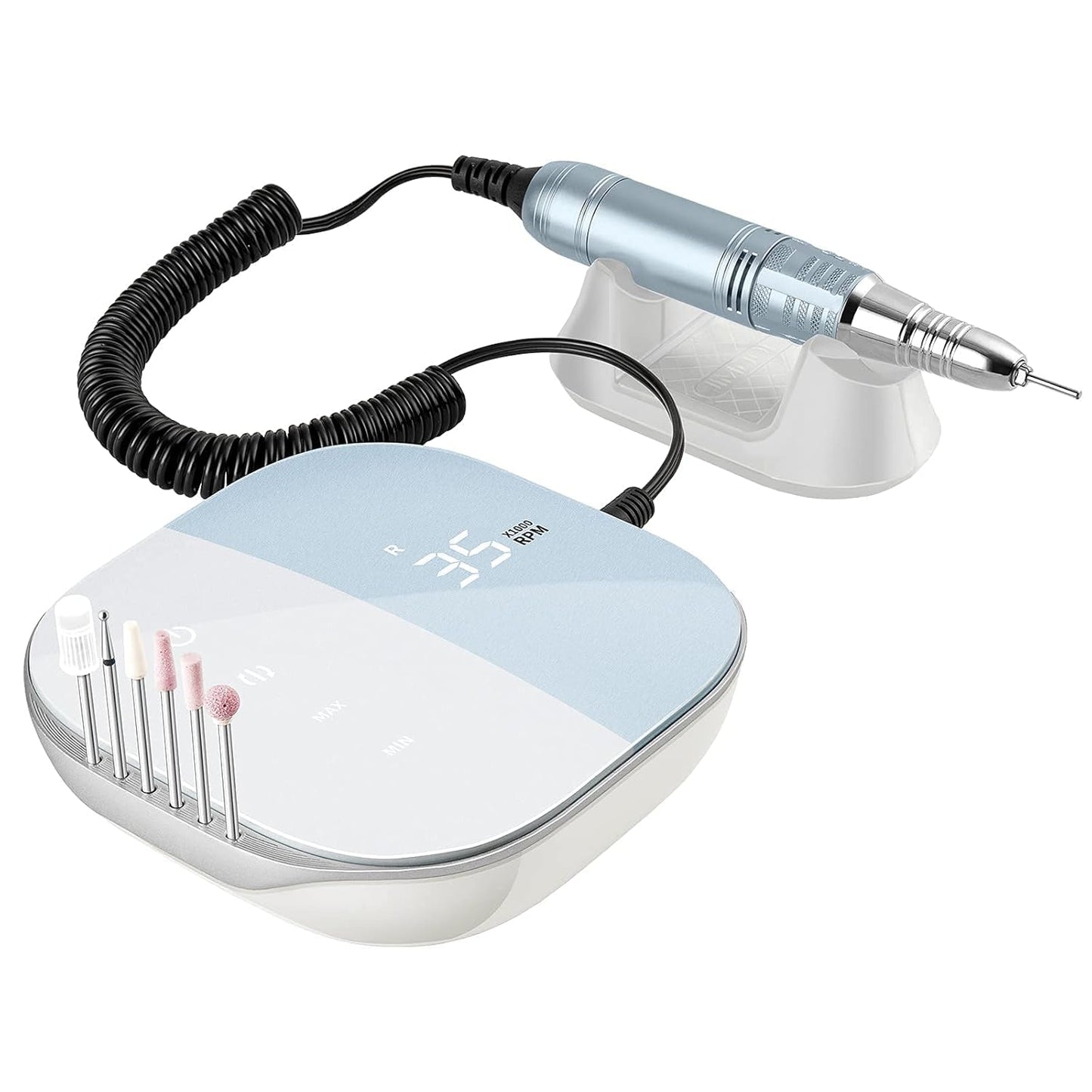Madenia Professional Nail Drill Machine for Acrylic Nails, 35000RPM Compact Cute Electric Nail Drills with Touch Screen Efile Nail Drill E File Kit for Salon Home Manicure Pedicure Use, Blue