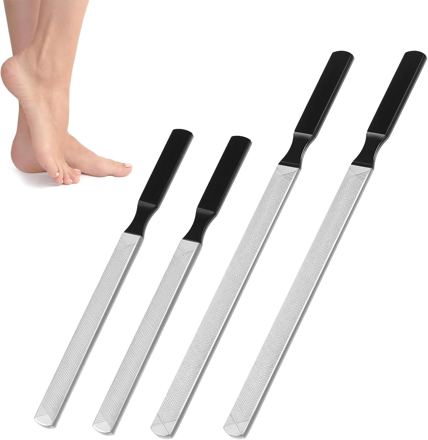 Toe Nail Files for Thick Nails Stainless Steel Double-Sided Professional Nail Dresser for Men Seniors Dogs 4 Pieces Set