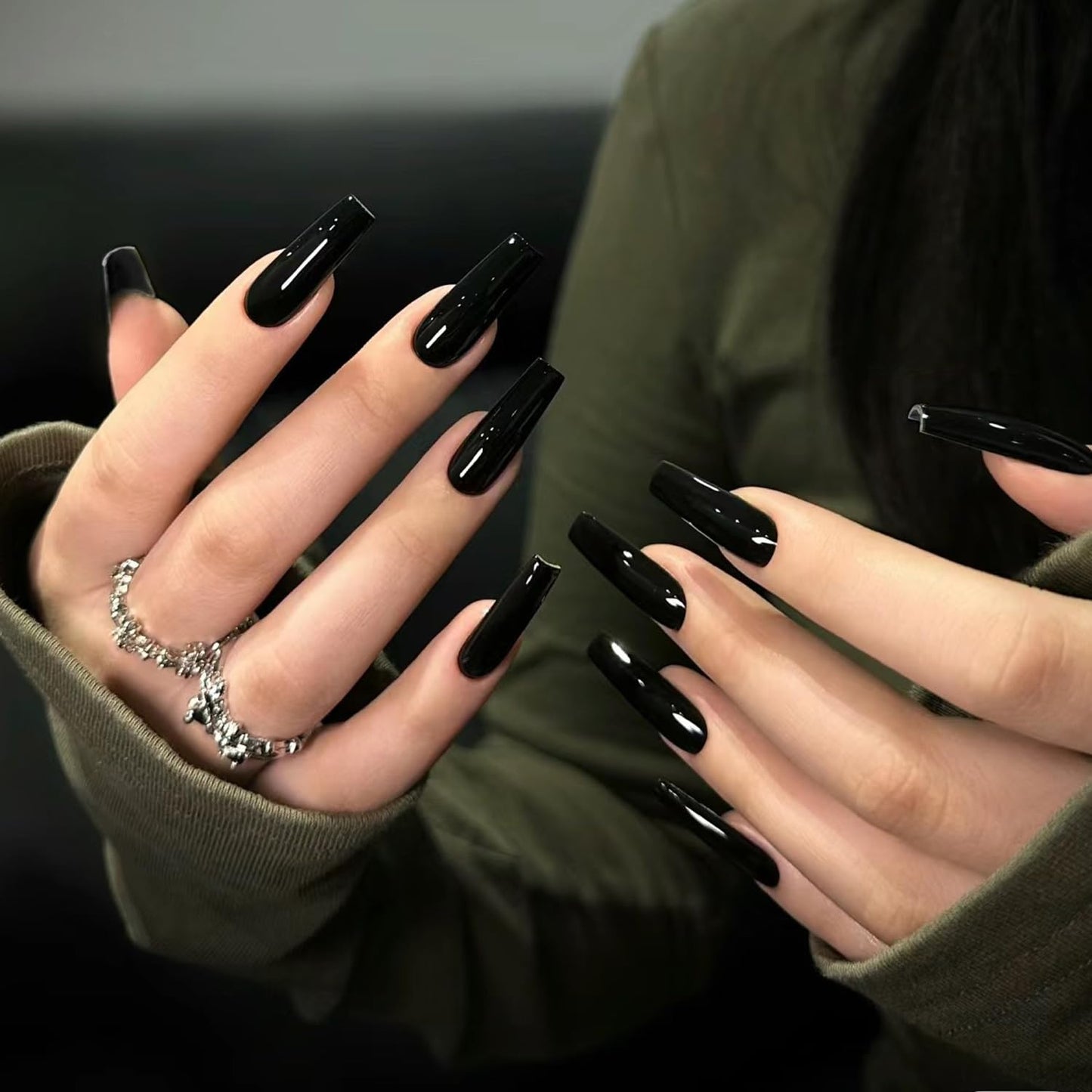 Major Dijit Quick Air Dry Nail Polish Black Regular Nail Polish Non UV Gel Hema 0.34 fl oz.