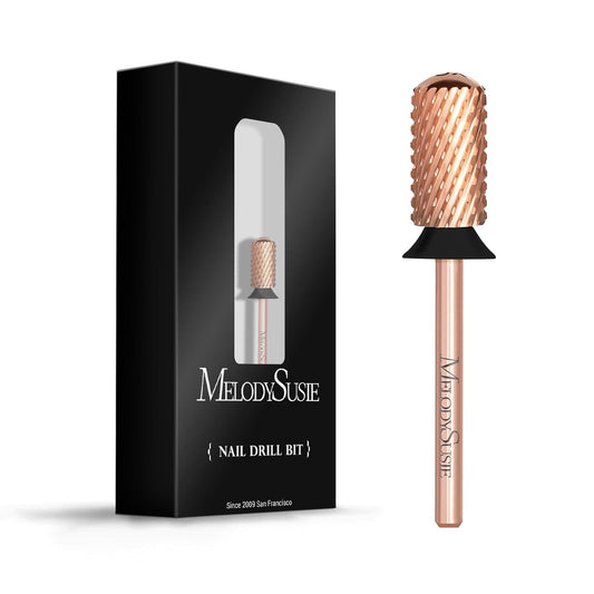 MelodySusie Safety Nail Drill Bits, 3/32'' Smooth Round Top Large Barrel Carbide Bits, Suitable for Manicure Pedicure Cuticle Gel Polishing, Beginners Bits, Rose Gold, Series Bit-S, Extra Coarse