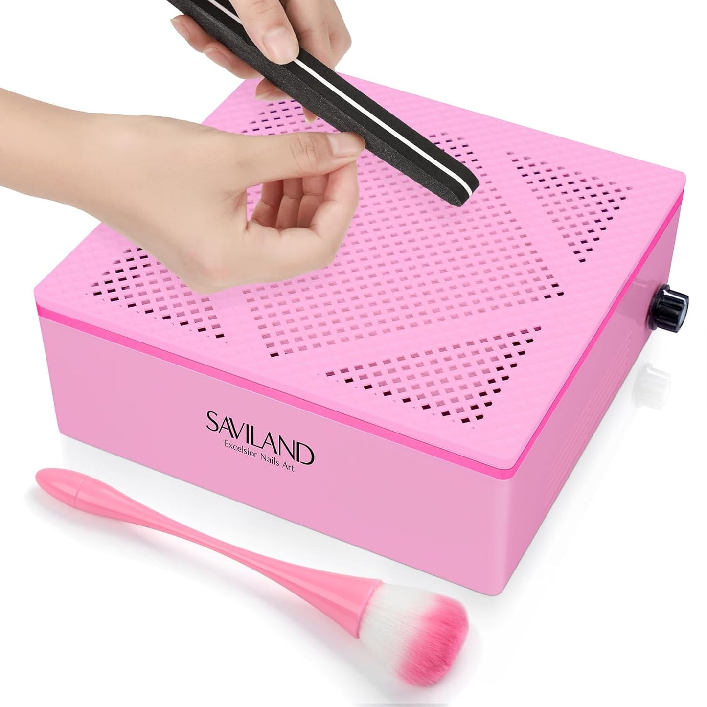 SAVILAND Nail Dust Collector, 60W Powerful Nail Vacuum Dust Collector Cleaner, Compact Dust CollectorTech with Dust Brush, Reusable Filter Manicure Tool for Acrylic Nail Gel Polishing,Salon & Home