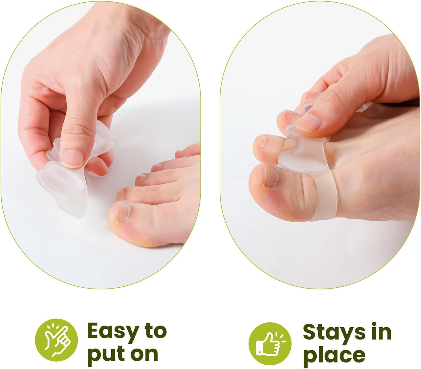 Bukihome Toe Separators, 4 Pair Soft Gel Toe Spacers to Correct Bunions, Toe Stretcher for Therapeutic Relief from Plantar Fasciitis, Foot Pain for Women & Men,Transparent Color+M