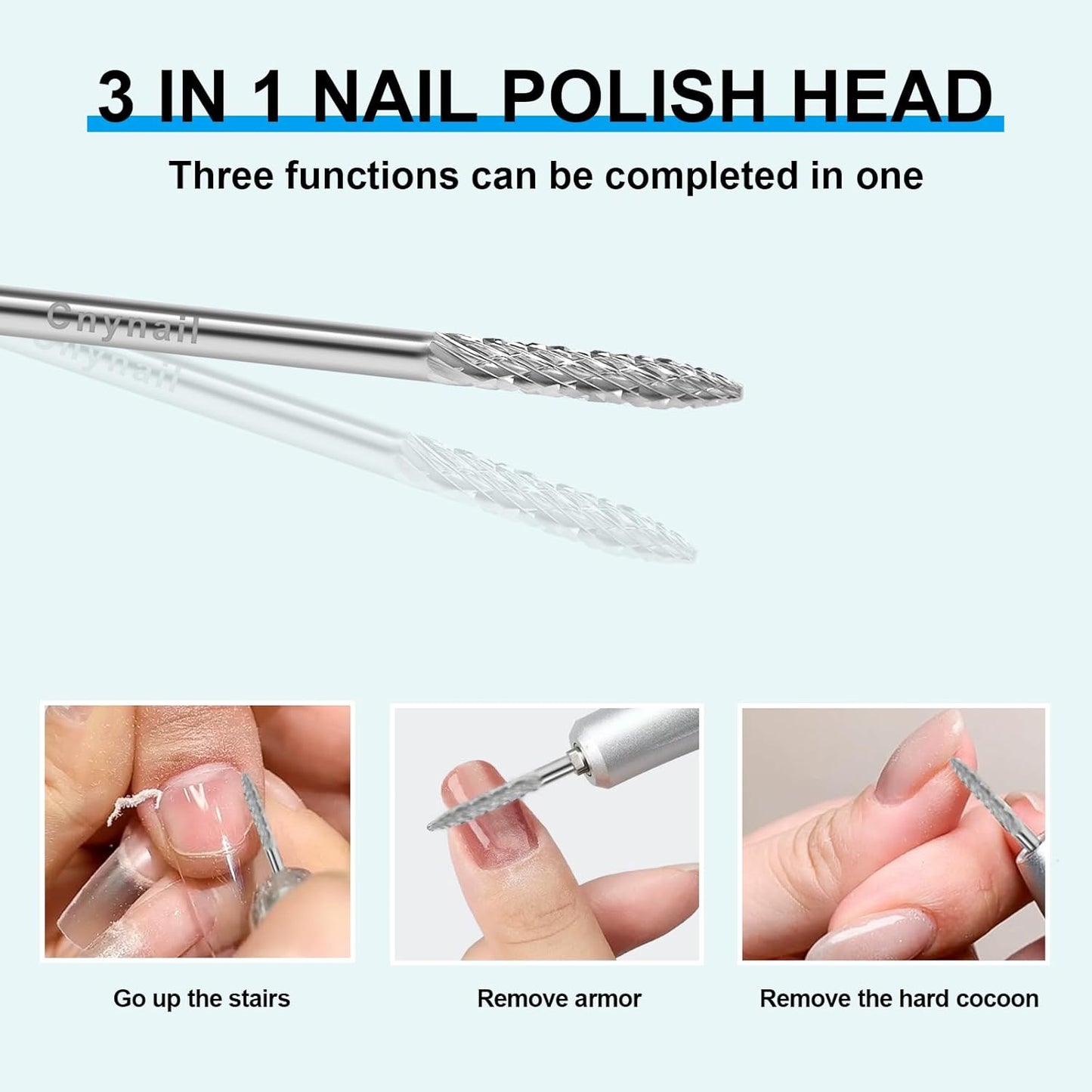 3/32" Under Nail Cleaner Bit Medium Grit Carbide Cuticle Cleaner Bit for Electric Nail Drills – Professional Manicure Tool for Nail Salons and Home Use (M Grit. Silver)