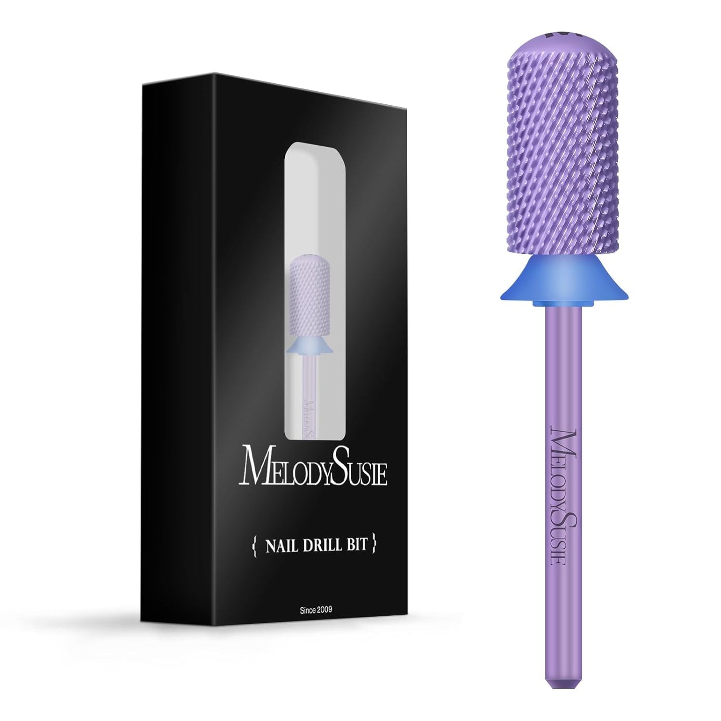MelodySusie Safety Nail Drill Bits, 3/32'' Smooth Round Top Large Barrel Carbide Bits, Suitable for Manicure Pedicure Cuticle Gel Polishing, Beginners Bits, Purple, Series Bit-S, M