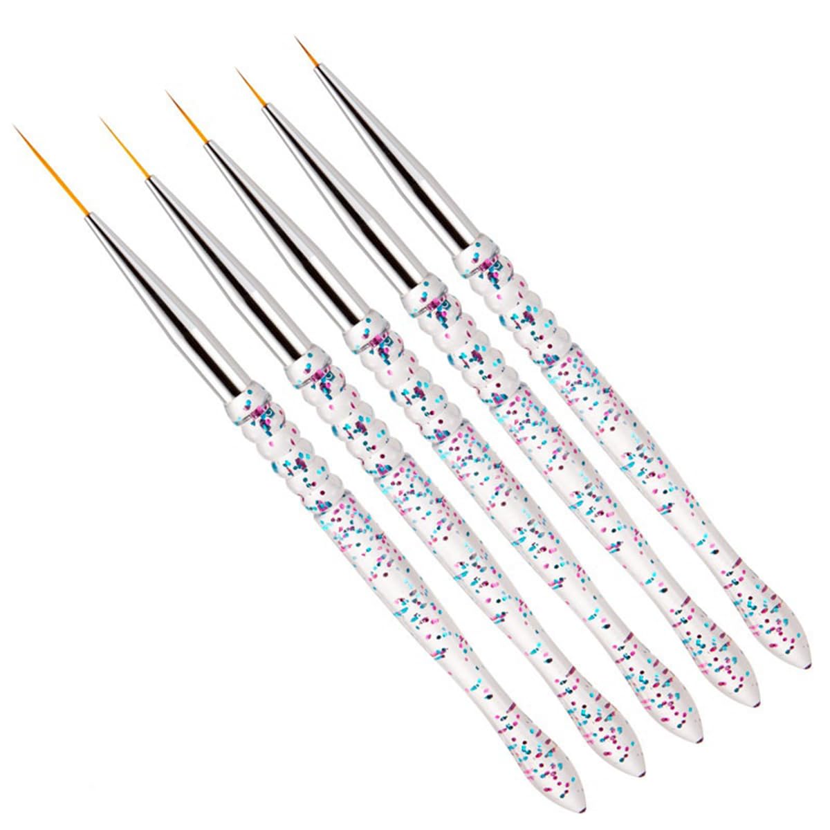 Nail Dotting Tools Kit - 10 Pcs, 5 Double-end Tools, 5 Nail Liner Brushes