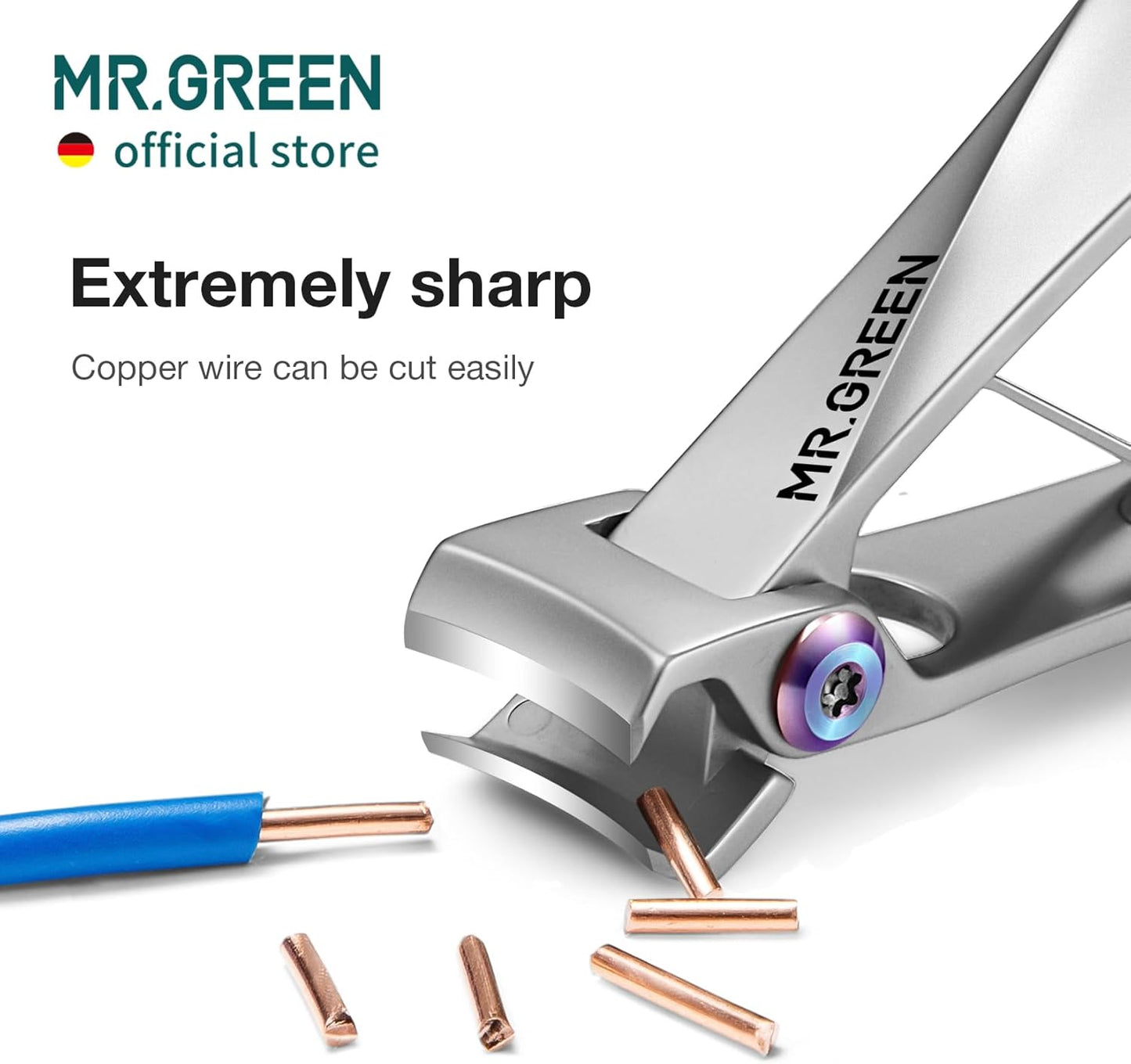 MR.GREEN Nail Clippers Wide Jaw Opening Stainless Steel Fingernail Clipper Thick Hard Toenail Cutter Manicure Scissors Tools (Nail Clipper (Medium))