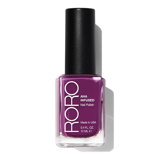 roro AHA Infused 21+ Free Nail Polish - Chip-Resistant High-Impact Nail Color Lacquer Made in the USA, Vegan/Cruelty-Free, Gluten-Free, Sleep Spell, Dark Magenta Purple, .4Fl Oz/12mL