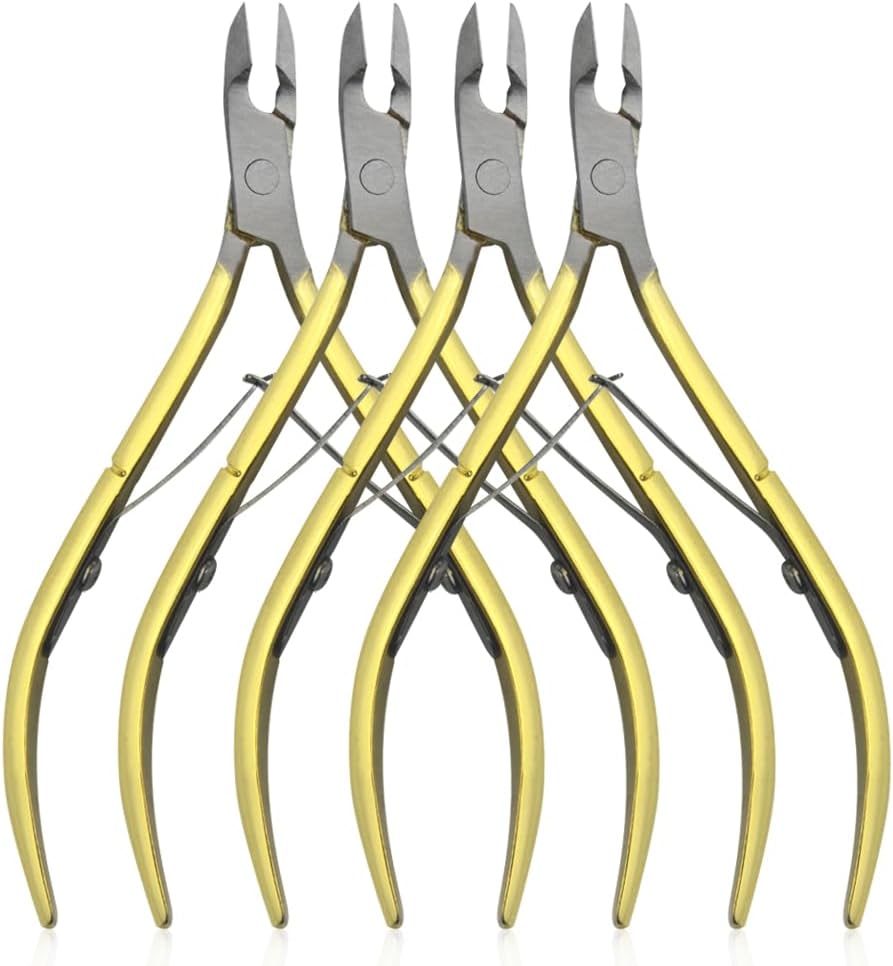 4-Piece Cuticle Trimmer Set - Stainless Steel Cuticle Nipper, Remover & Cutter - Gold