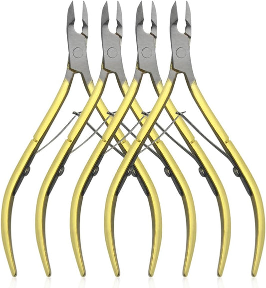 4-Piece Cuticle Trimmer Set - Stainless Steel Cuticle Nipper, Remover & Cutter - Gold