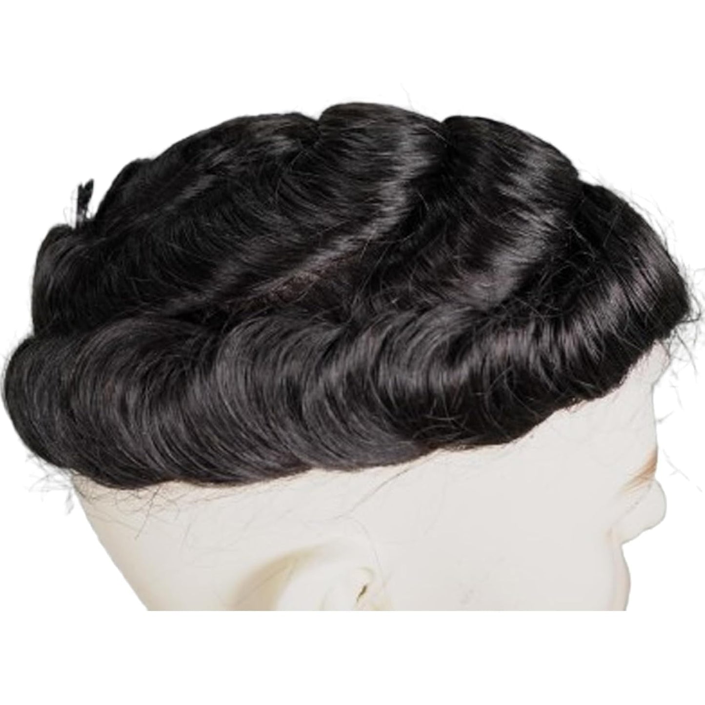 Human Hair Toupee for Men 10x8 Inch,European Human Hair Lace Front Natural Hairline Hair Pieces with 0.06mm Thin Skin PU V-looped Men's Hair Replacement System (#1 Jet Black Color,100% human hair)