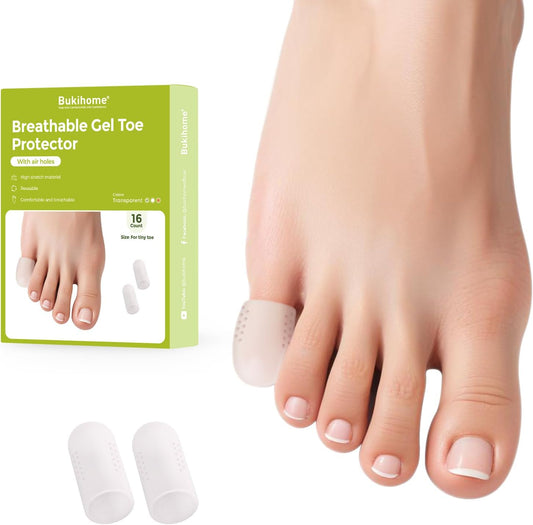Bukihome 16 PCS Toe Protectors, Silicone Toe Caps Toe Sleeve Protectors, Prevent Pain Relief for Corns, Blisters and Ingrown Toenails，Great for Running, Walking, Stop Toe Pain(16 S) [Upgrade]