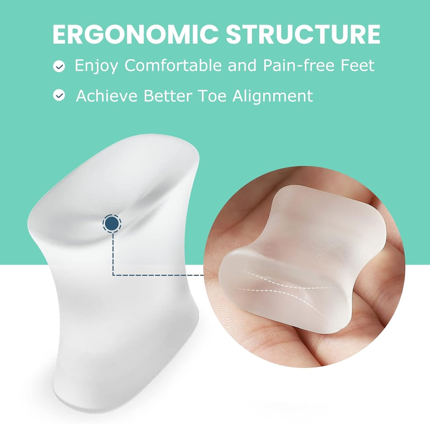 Welnove Upgraded Gel Toe Separators – 12-Pack Aloe Vera Extract Infused Silicone Toe Spacers for Straightening Overlapping Toes, Bunions, Calluses – Bunion Corrector for Men and Women