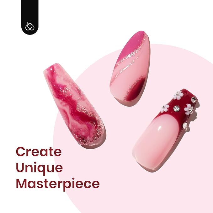 Beetles Winter Gel Nail Polish Set Plum Burgundy Red Brown Glitter 6Pcs Gel Polish Kit Soak Off UV LED Nail Lamp Art Manicure Salon DIY Home Gifts for Women Silent Flower