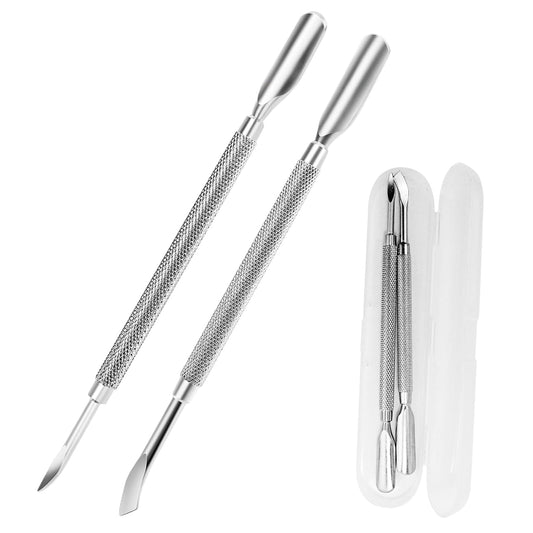 Cuticle Pusher Nail Polish Remover 2-in-1 Cuticle Trimmer Nail Care Tool Cuticle Pusher with 2 Ends Stainless Steel Manicure Tool (Pointed end + Flat Head)