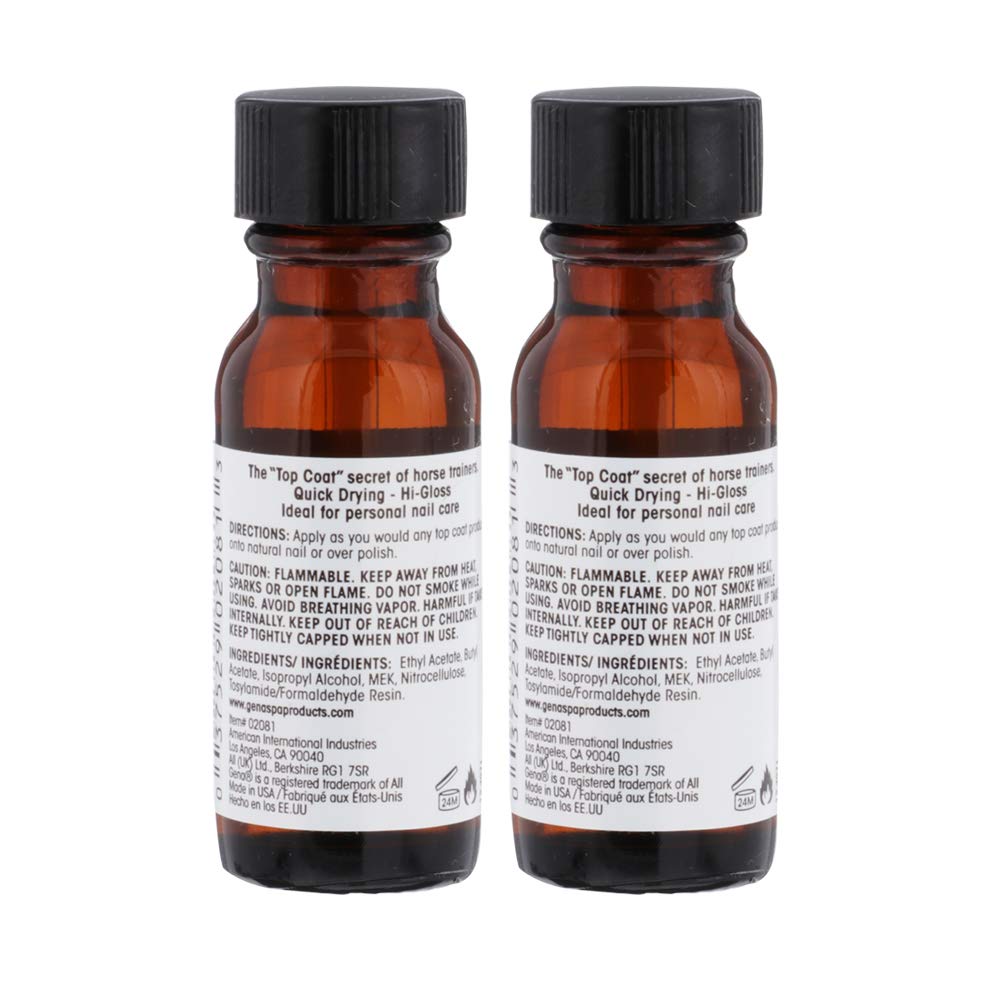 Gena Healthy Hoof Nail Lacquer – Hard as Hoofs Nails Strengthener, High-Gloss Top Coat 0.5 oz, 2 Pack