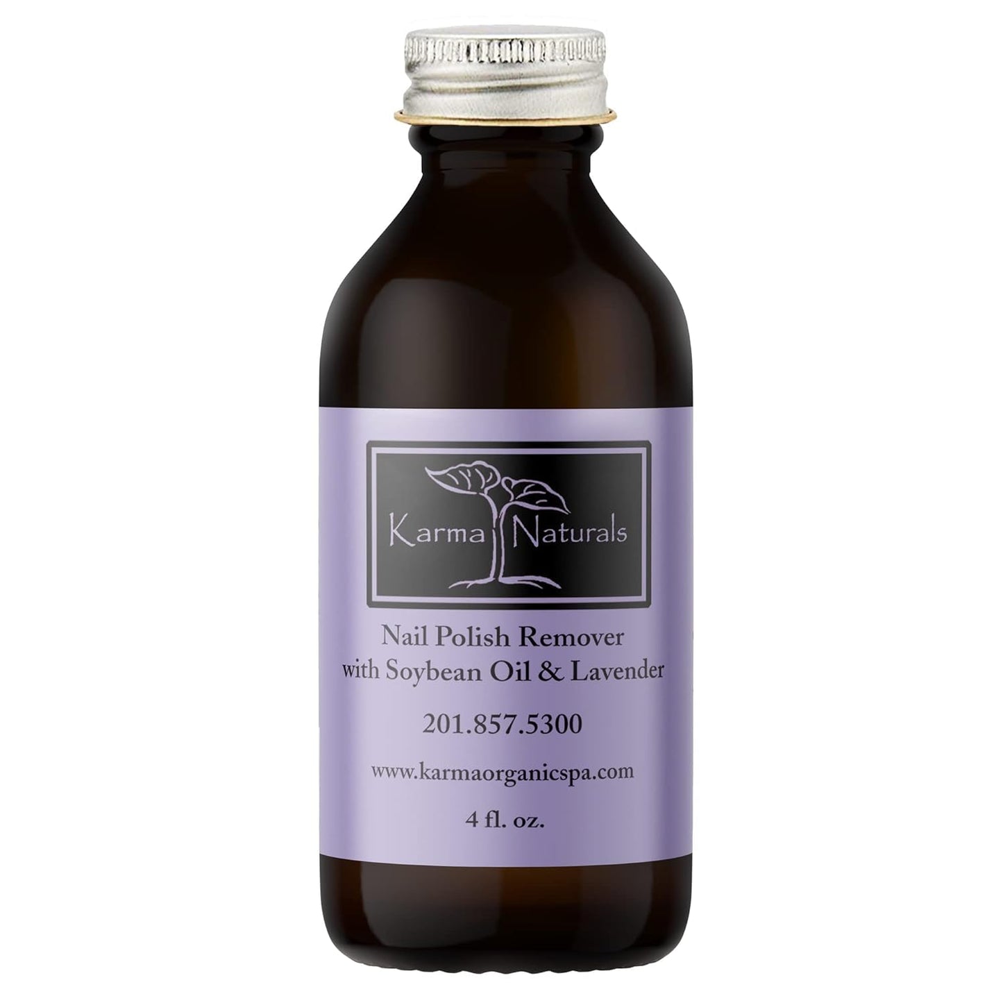 Karma Organic Nail Polish Remover with Soybean Oil and Lavender Oil- Non Toxic, Vegan, Cruelty Free, Acetone Free – Nails Strengthener for Fingernails – 4 fl. Oz