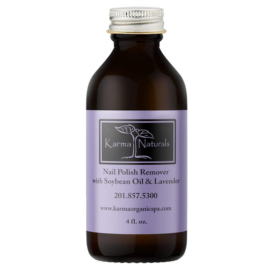 Karma Organic Nail Polish Remover with Soybean Oil and Lavender Oil- Non Toxic, Vegan, Cruelty Free, Acetone Free – Nails Strengthener for Fingernails – 4 fl. Oz