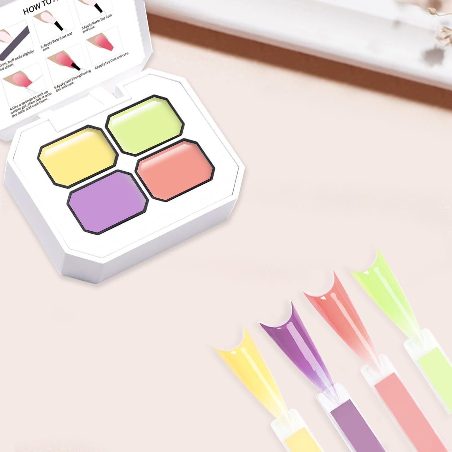 Painting Gel,High Color Rendering And Quick Drying,4 Colors Ombre Nail Polish With 100PCS Nail Sponges & Claw Easily Creates Various Gel Paint For French Manicure DIY Nail Art Styles (B7)