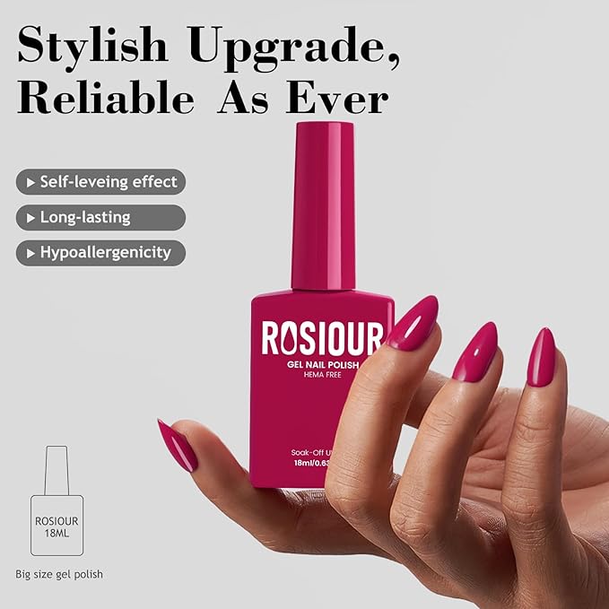 Red HEMA-Free Gel Nail Polish, 18 ML Plum Red Color Gel Polish for Women, Same Color Same Bottle Soak Off U V Gel Polish, Long-Lasting Professional Gel for Nail Art Salon & Home DIY Manicure