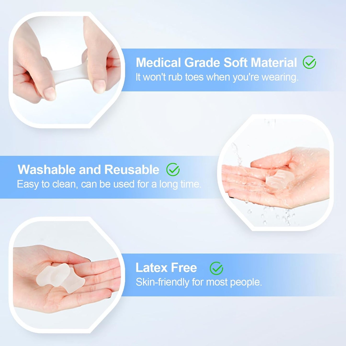 12 Pack Gel Toe Separators, Bunion Toe Spacers for Straightening Overlapping Toes, Hammertoe Corrector, Soft Silicone Bunion Pads for Women Men Toe Pain Relief (Clear)