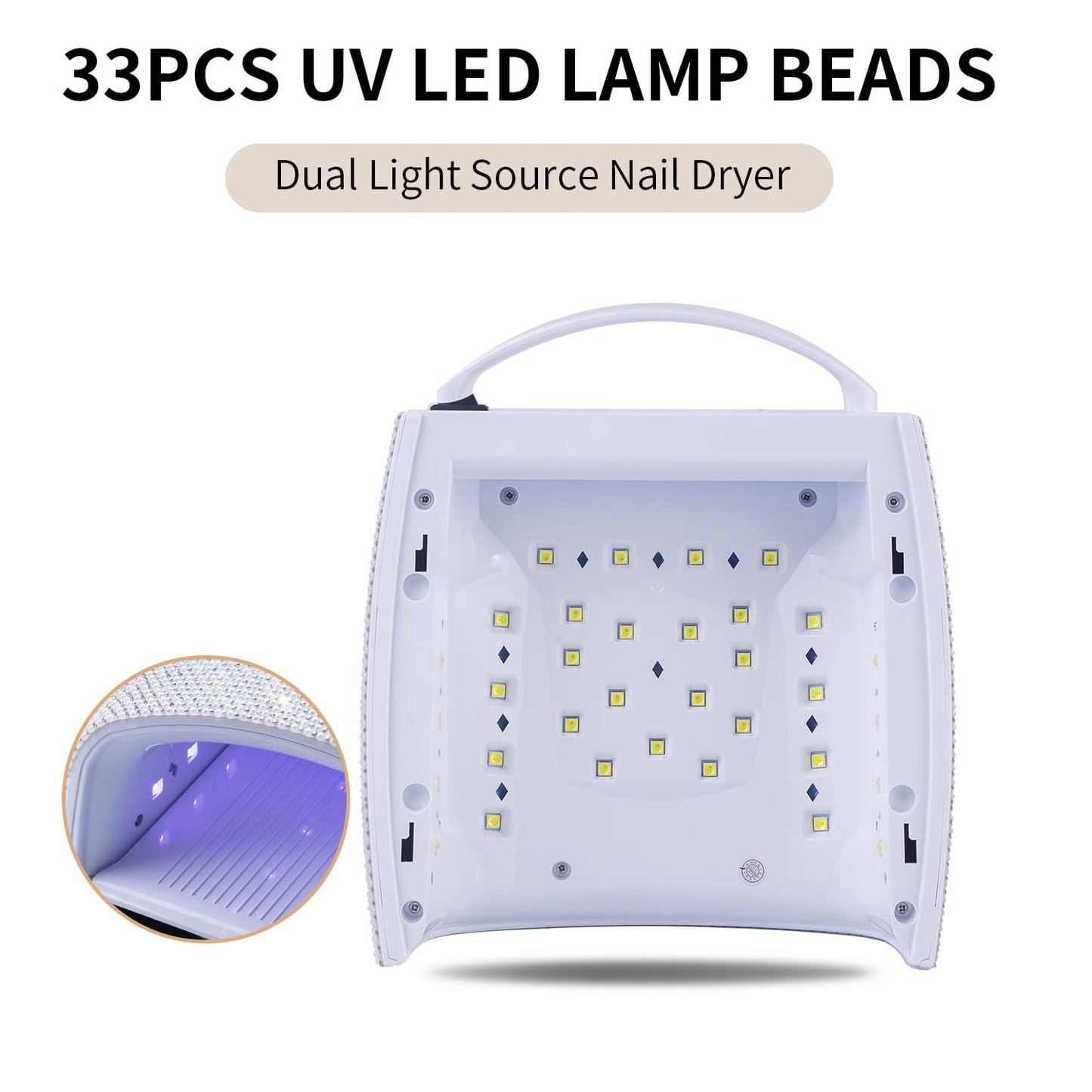 48W Cordless UV LED Nail Lamp,Rechargeable Gel Nail Dryer with Handle Nail Art Manicure Tools for Home and Salon (Pearl Diamond)