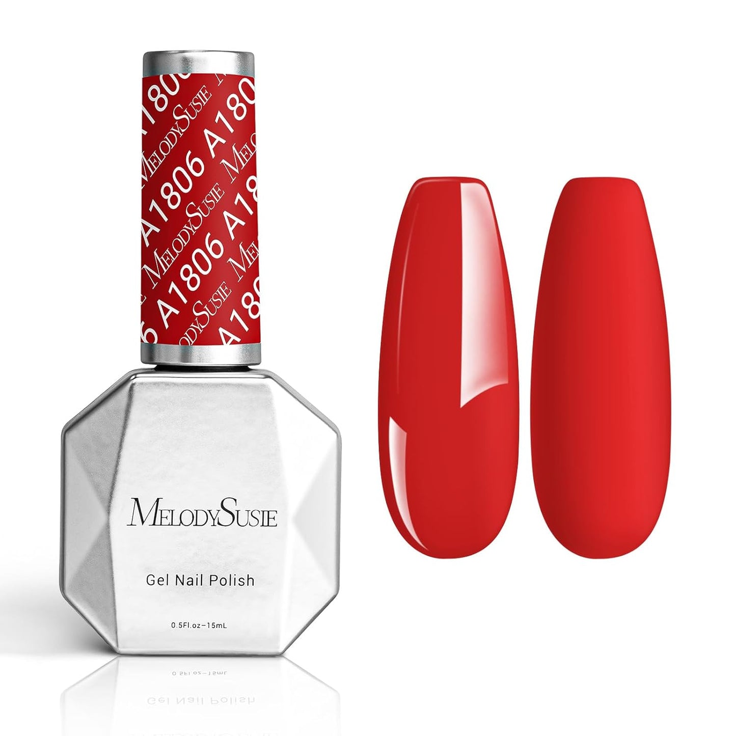 MelodySusie Thick Bright Red Gel Nail Polish,0.5fl oz Nails Soak Off UV LED Ruby Red Gel Polish Gift for Women Nail Art Manicure Salon DIY Nail Design Decoration at Home-A1806