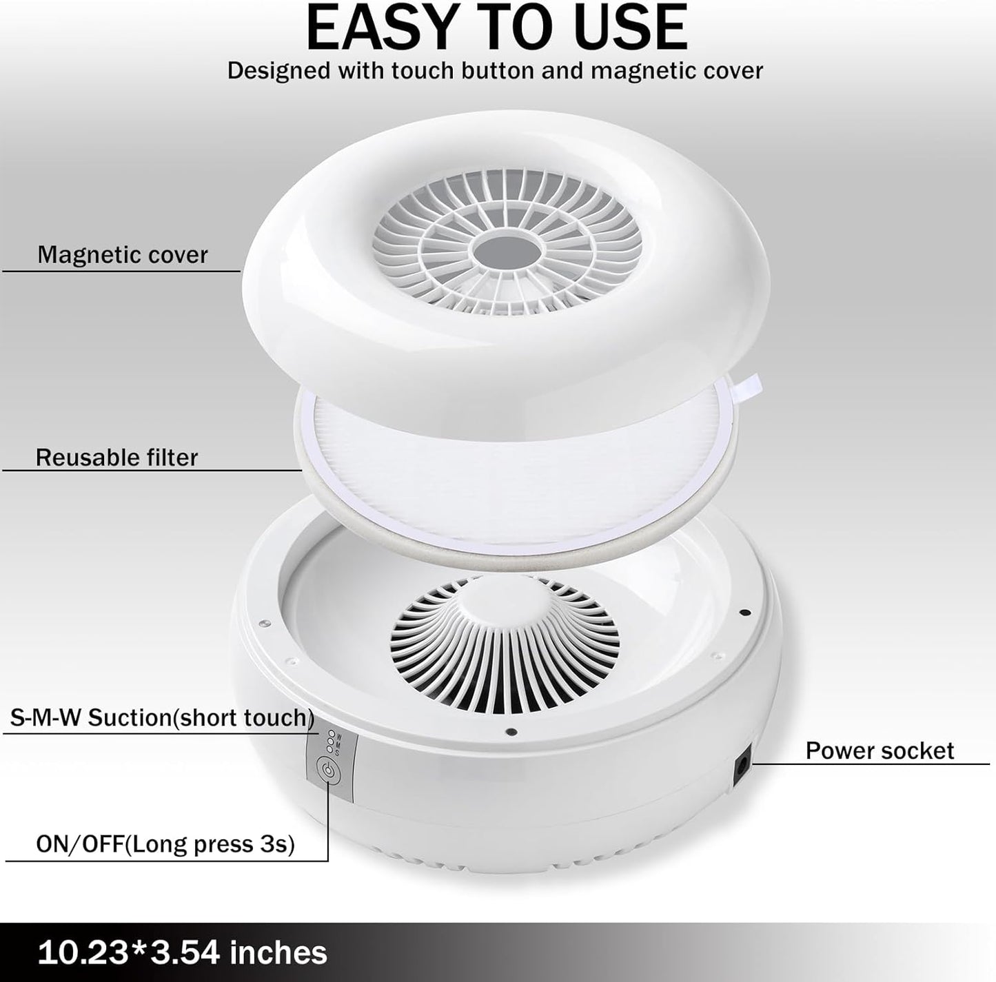 Nail Dust Collector Nail Tech with 2 Reusable Filters Powerful Suction Nail Vacuum Cleaner Fan Dust Collector Professional Electric Extractor Magnetic Cover Low Noise for Acrylic Gel
