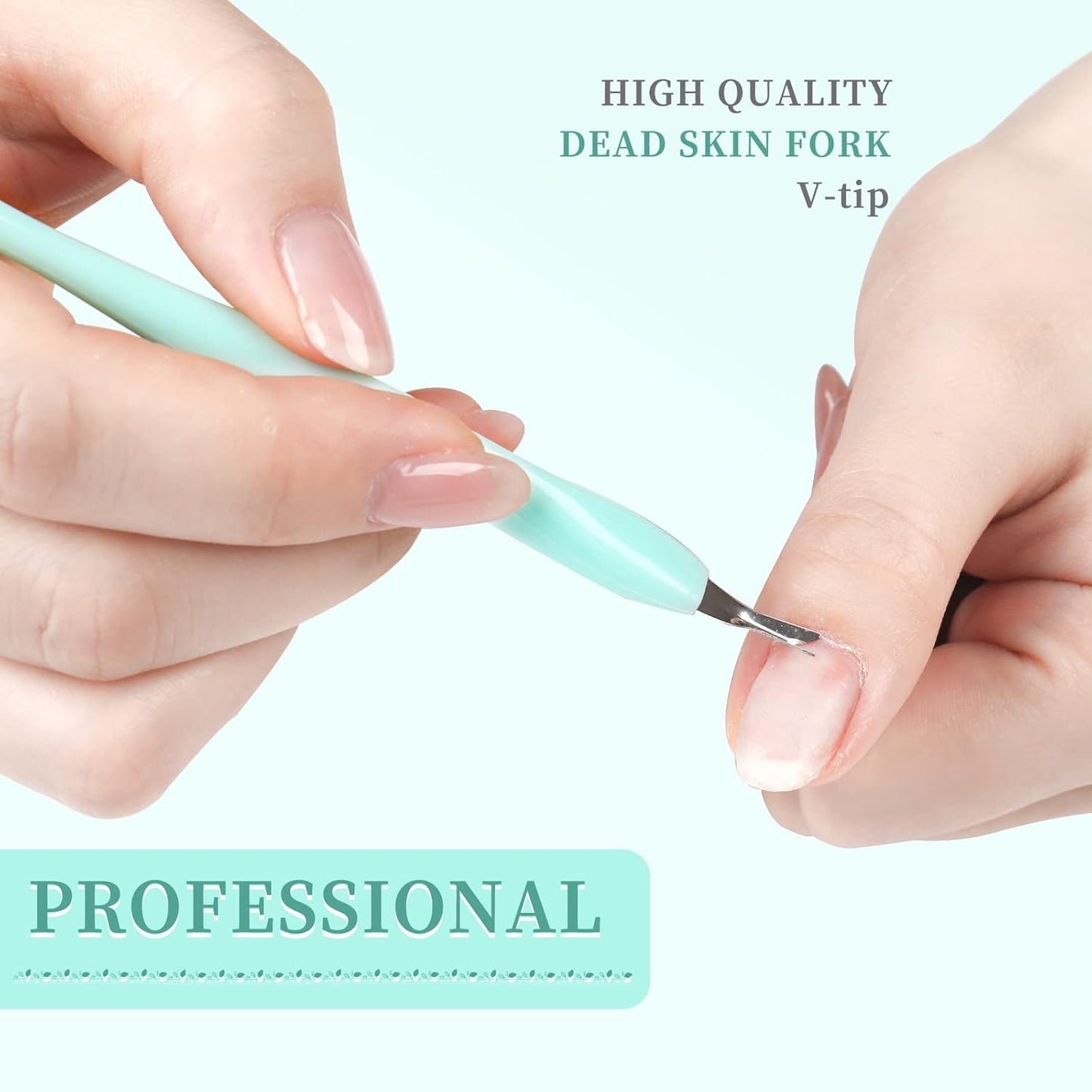 50Pcs Nail Cuticle Trimmer Rubber Nail Cleaner, Plastic Handle Cuticle Knife, Double End Nail Dead Skin Fork Cuticle Pusher Bulk Nail Art Cuticle Remover Tools for Girls Women and Men-Green…