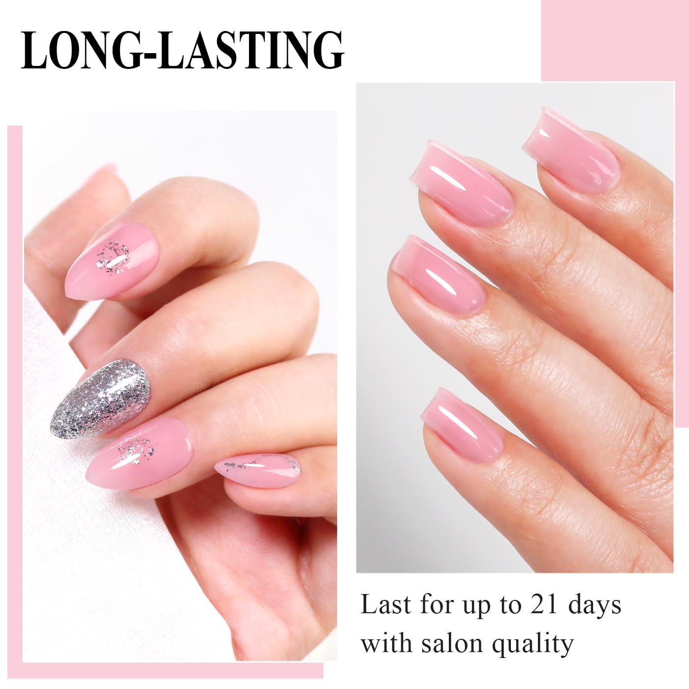Imtiti Jelly Gel Nail Polish, Pink Sheer Jelly Gel Polish Spring Summer Translucent Art Manicure Salon DIY Design 10ML