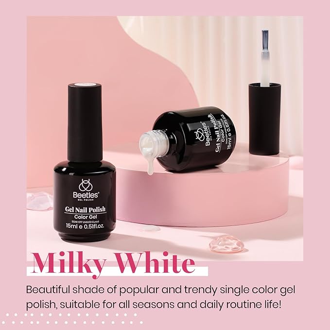 Beetles 2Pcs Milky White Jelly Gel Nail Polish 15ml Neutral Gel Polish Set Translucent Nail Concealer Soak Off UV LED Nail Lamp Jelly Sheer Gel Polish Nail Art Gel Gift for Women